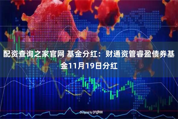 配资查询之家官网 基金分红：财通资管睿盈债券基金11月19日分红